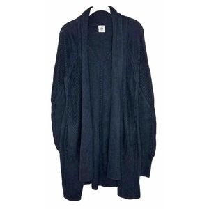 CABI WOMENS NAVY BLUE LONG CARDIGAN OPEN FRONT Waffle Knit SWEATER SZ M